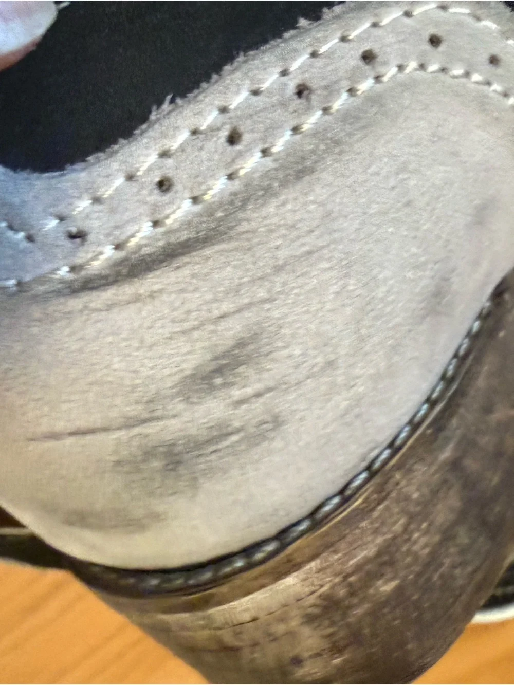 Two-Tone Black and Gray Wingtip Italian Oxfords - 38
